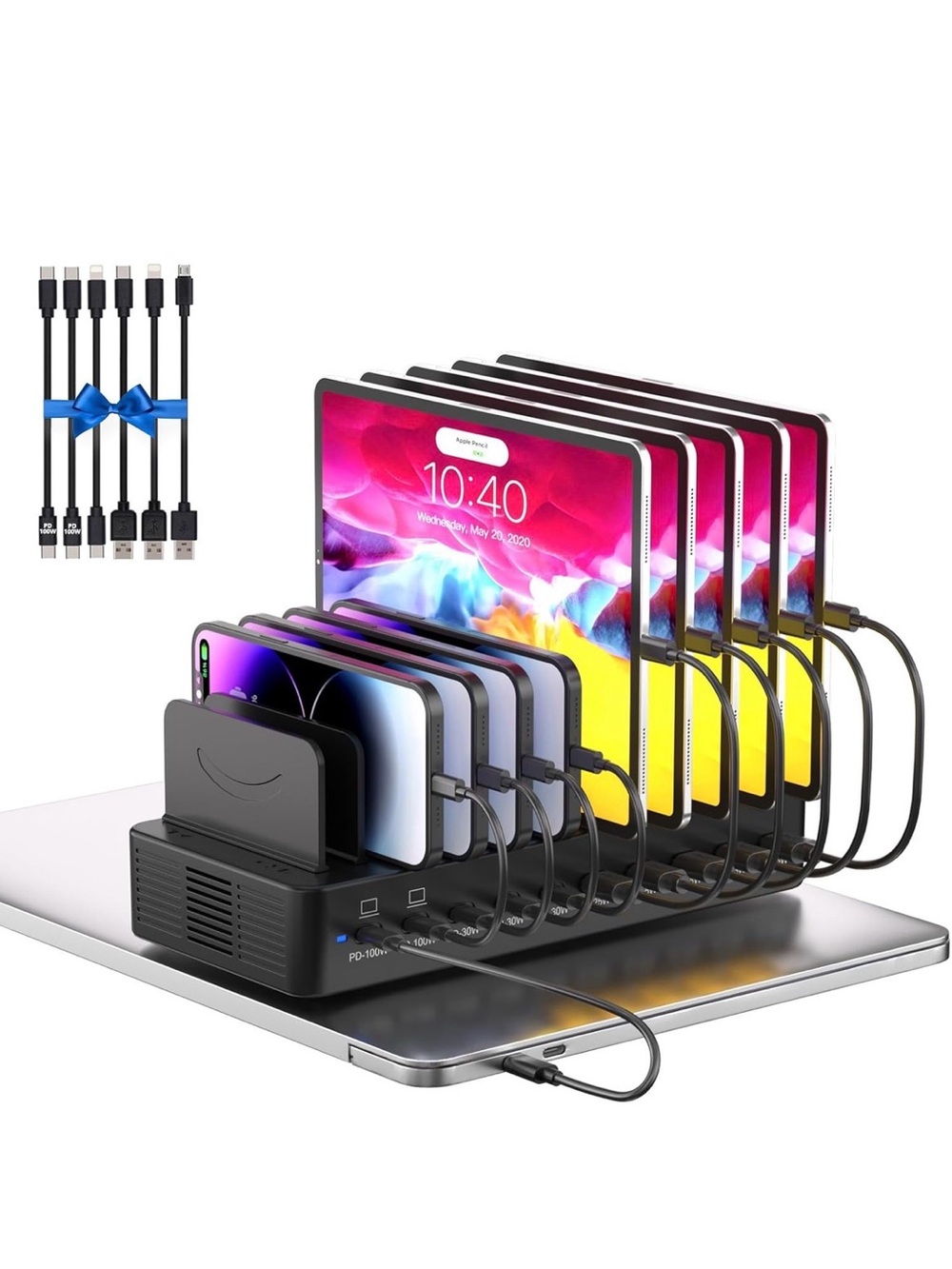 Multi-Device Charging Station Organizer - Black